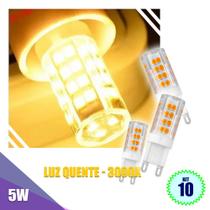 Kit 10 Lâmpadas G9 Led 5w Halopin Lustres Arandelas Amarela Quente Branco Frio 005 - Brilhante