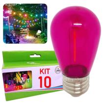 Kit 10 Lâmpadas Iluminação Led Retrô De Filamento Decoração 1w S14 110v 61464