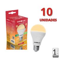 Kit 10 Lâmpadas Led 15w Bulbo Bivolt Econômica Branco Quente 3.000K - OuroLux