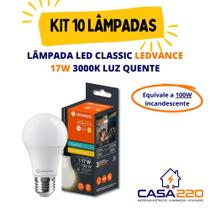 Kit 10 Lâmpadas Led 17W E27 3.000K Luz Quente Bivolt Ledvance