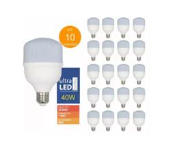 Kit 10 Lâmpadas Led 40w Bulbo 6500k E27 Super Econômica Branco Frio UltraLuz