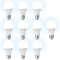 Kit 10 Lâmpadas Led 9w Bulbo Soquete E27 Bivolt Branca Fria