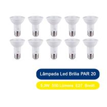 Kit 10 Lâmpadas Led Brilia PAR 20 5,3W 550 Lúmens E27 Bivolt