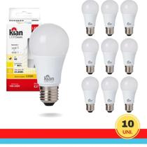 Kit 10 Lâmpadas Led Bulbo 15w 3000k E-27 Bivolt 10061 Kian