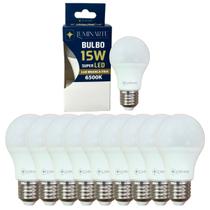 Kit 10 Lâmpadas Led Bulbo 15w E27 Branco Frio Inmetro Luminarte