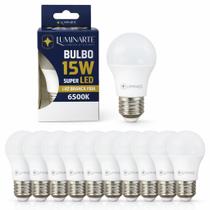 Kit 10 Lâmpadas Led Bulbo 15w E27 Branco Frio Inmetro Luminarte