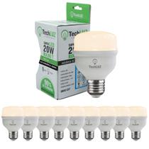 Kit 10 Lâmpadas Led Bulbo 20w Alta Potência Bivolt Branco Quente Techluz