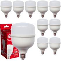 Kit 10 Lâmpadas Led Bulbo 20W Bivolt Alta Potencia Branca Fria 6500k Para Casa e Comércio