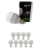 Kit 10 Lâmpadas Led Bulbo 20w Fria - Frio (6500K)
