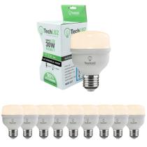 Kit 10 Lâmpadas Led Bulbo 30w Alta Potência Bivolt Branco Quente Techluz