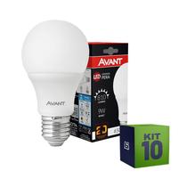 Kit 10 Lâmpadas Led Bulbo 9W E27 Branco Frio 6500K Avant