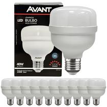 Kit 10 Lâmpadas Led Bulbo Alta Potência 40w Branco Frio E27 Avant