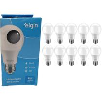 Kit 10 lampadas led bulbo branca fria 9,0w 6500k e27 elgin