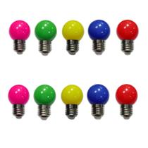 Kit 10 Lâmpadas LED G45 Bolinha Colorida Decorativa Sortidas