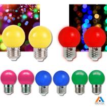 Kit 10 Lâmpadas Led Mini Bulbo Bolinhas E27 1w 5 Cores 110/220v