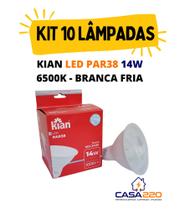 Kit 10 Lâmpadas Led PAR38 14W E27 6.500K Branca Fria Bivolt Kian