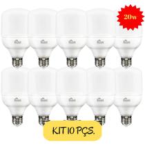 Kit 10 Lâmpadas Super Led Bulbo 20w Bivolt Branca E27 6500k