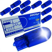 Kit 10 lâmpadas t10 pingão blue shocklight halogena azul 12v w2,1 x 9,5d pingao