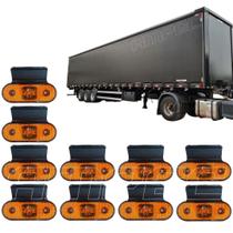 Kit 10 Lanterna Lateral Led Carreta Facchini Suporte Amarela Kit 10 Lanterna Lateral Led Carreta Facchini Suporte Amarela