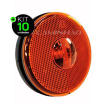 Kit 10 Lanternas Lateral Carreta LED Âmbar Laranja 85mm Bivolt com Fio com Suporte