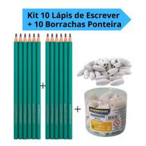 Kit 10 lápis de escrever + 10 Borrachas Ponteira