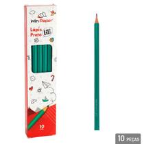 Kit 10 lápis grafite HB hexagonal verde escritório escolar durável