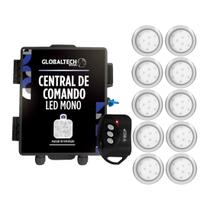 Kit 10 LED Piscina mono 9W Inox + Central de Comando Globaltech
