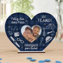Kit 10 Lembranças Dia Dos Pais Mini Porta Retrato e Chaveiro Coração MDF
