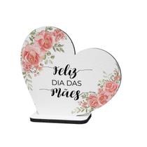 Kit 10 Lembranças Feliz Dia Das Mães Mdf Coração Decorativo Flores 8cmx8,7cm