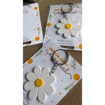 Kit 10 Lembrancinha Dia da Mulher Chaveiro Margarida com Cartãozinho