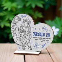 Kit 10 Lembrancinhas Coração MDF Celebração Dia dos Pais