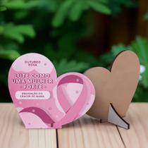 Kit 10 Lembrancinhas MDF Coração Outubro Rosa Prevenção e Conscientização Kit 10 Lembrancinhas MDF Coração Outubro Rosa Prevenção e Conscientização