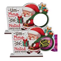 Kit 10 Lembrancinhas Porta Bombom Papai Noel Feliz Natal Mdf