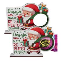 Kit 10 Lembrancinhas Porta Bombom Papai Noel Feliz Natal Mdf