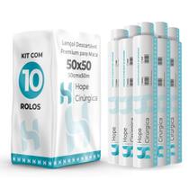 Kit 10 Lençóis Descartáveis de Papel Hospitalar para Maca 50x50 cm cada rolo