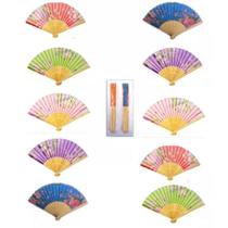 Kit 10 Leque Japonês Madeira Bambu Oriental Ornamental Kit 10 Leque Japonês Madeira Bambu Oriental Ornamental