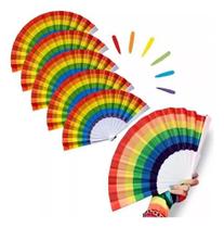 Kit 10 Leques Arco íris Festa Carnaval Parada Gay Cores LGBT