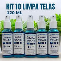 KIT 10 Limpa Telas Tira Manchas Monitor Celular Tv Notebooks Tablet 120ml Implastec Limpador Lentes