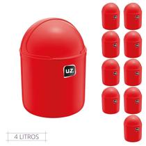 Kit 10 Lixeira d Pia P Cozinha Premium 4 L Cor Vermelho UZ