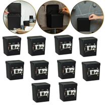 Kit 10 Lixeira De Pia Com Tampa Prática 5 Lts Cor Preta Fly