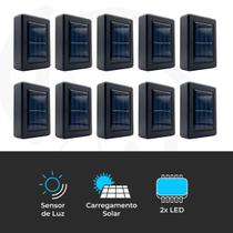 Kit 10 Luminária Arandela Solar LED Externa Sensor Crepuscular IP65