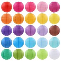 Kit 10 Luminária Balão Oriental Coloridas Lanterna Redonda 15cm/20cm/25cm/30cm Em Papel