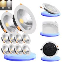 Kit 10 Luminária DownLight Led Cob 40w Embutir Redondo Bivolt 110v-220v Frio 6500k ou Quente 3500k