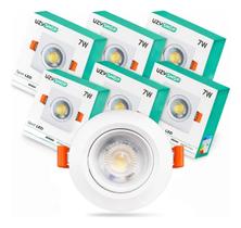 Kit 10 Luminária Led Spot 7W Redondo Quadrado Embutido Branco Frio Quente 3000k 6500k Bivolt