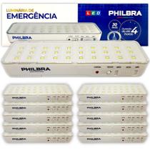 Kit 10 Luminária Luz Emergência 30 Leds Bivolt Recarregável