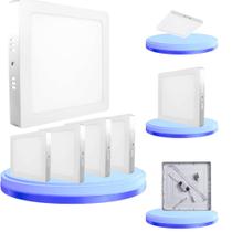 Kit 10 Luminária Painel Plafon Led 25W Quadrado Sobrepor Bivolt 110v-220v Branco Frio 6500K