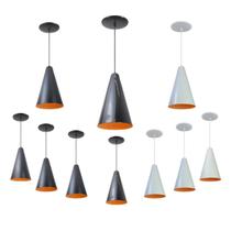 Kit 10 Luminária Pendente Cone Com Interior Laranja Com Fiação 110/220v