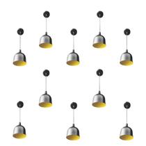 Kit 10 Luminária Pendente Gota Com Interior Amarelo Com Fiação 110/220v Kit 10 Luminária Pendente Gota Com Interior Amarelo Com Fiação 110/220v