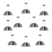 Kit 10 Luminária Pendente Meia Lua 24cm Com Interior Branco Brilho Fiação 110/220v Kit 10 Luminária Pendente Meia Lua 24cm Com Interior Branco Brilho Fiação 110/220v