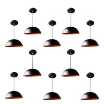 Kit 10 Luminária Pendente Meia Lua 24cm Com Interior Cobre Fiação 110/220v Kit 10 Luminária Pendente Meia Lua 24cm Com Interior Cobre Fiação 110/220v